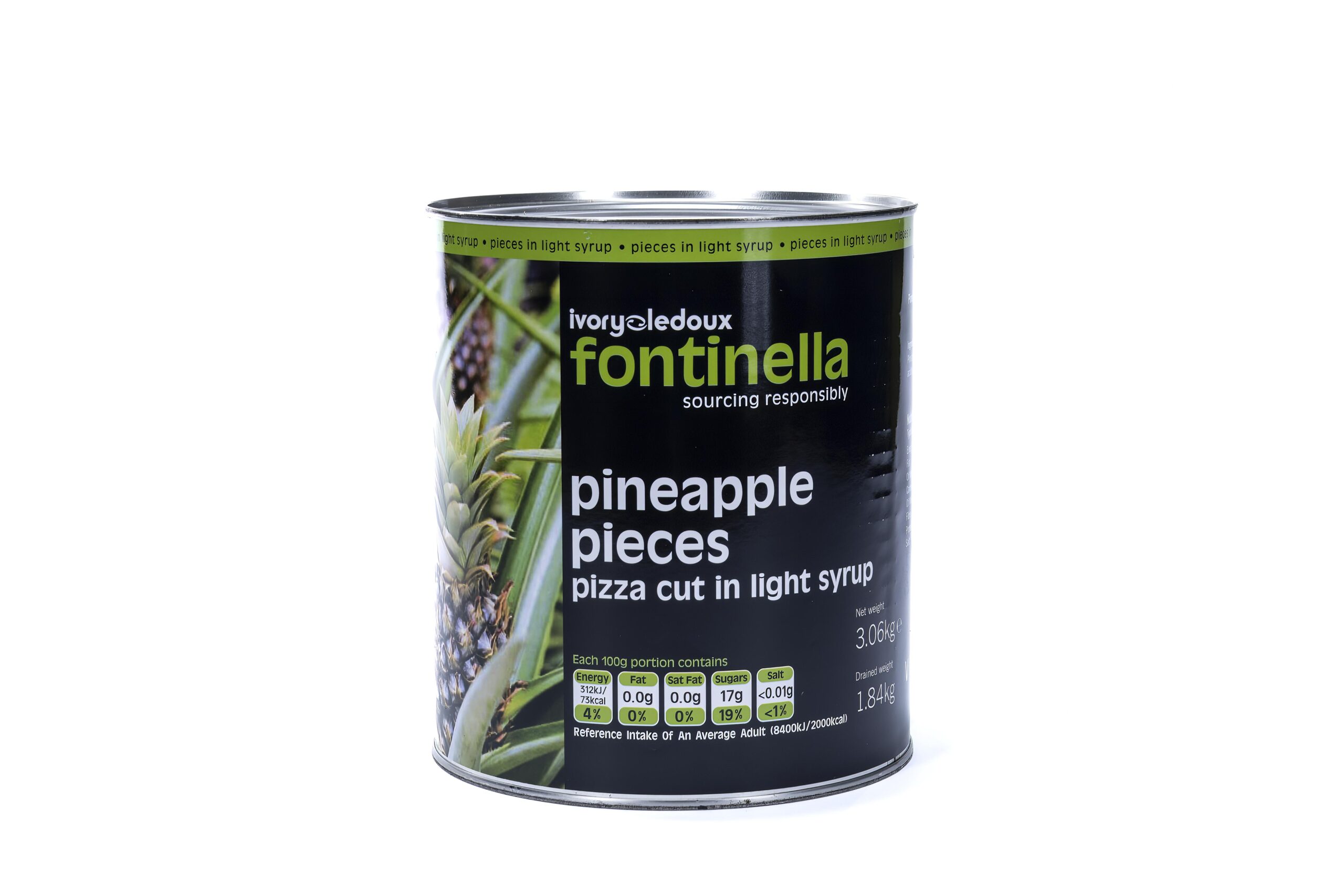 Fontinella 3.06kg Pineapple Pieces Pizza Cut in Syrup